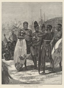 De oorlog in Zuid-Afrika, een inheemse leider in raad